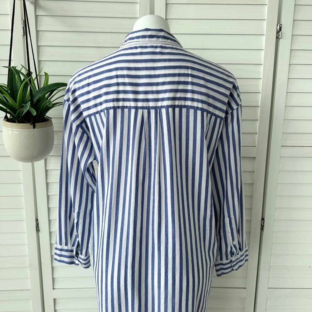 Velvet by Graham & Spencer Striped Shirt Dress Blue White‎ Cotton Size M - Picture 6 of 10
